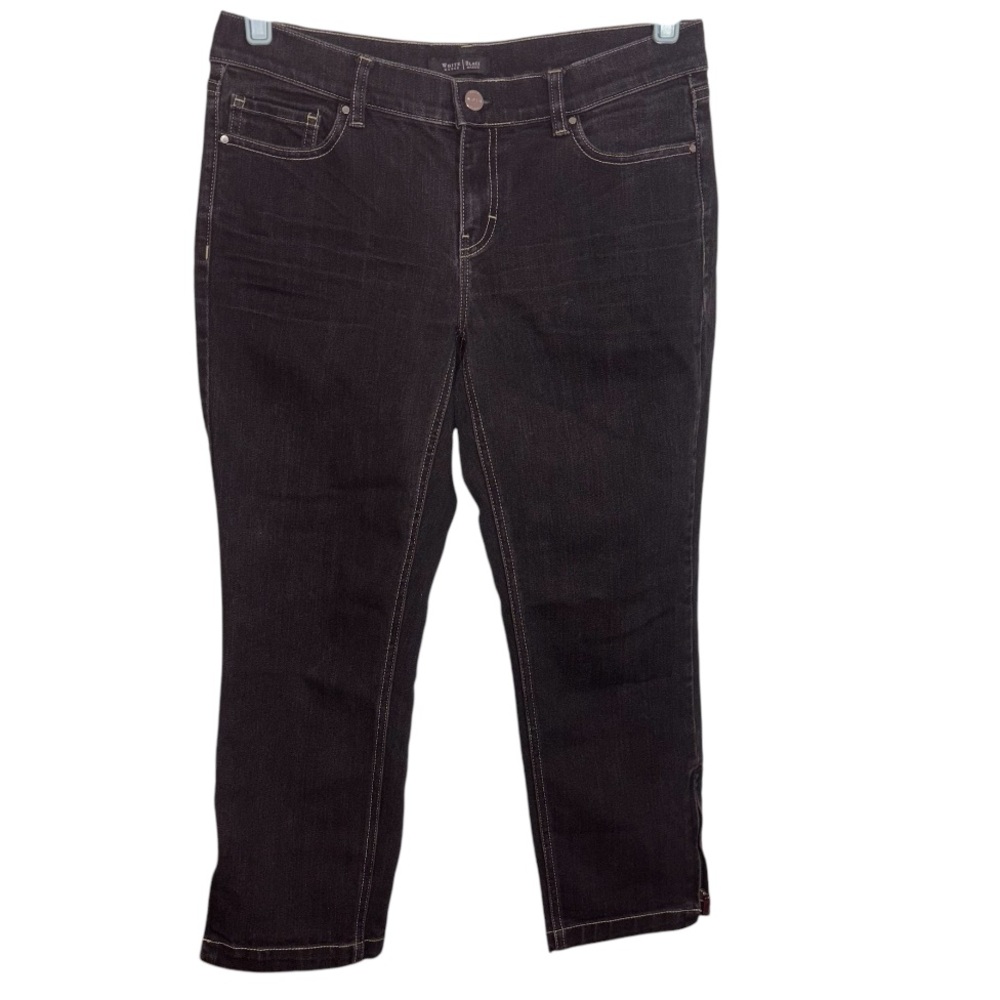 White House Black Market Jeans Stretch Slim Capri Zip Ankle Noir Black Women’s 6